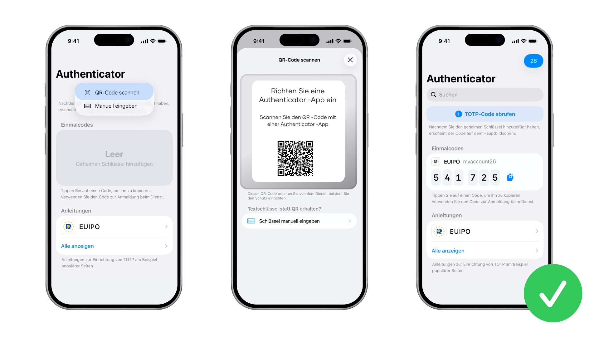 So fügen Sie den einzigartigen QR-Code zum Authenticator hinzu, um TOTP-Codes zu generieren.